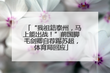“我祖籍泰州，马上能出战！”前国脚毛剑卿自荐踢苏超，体育局回应