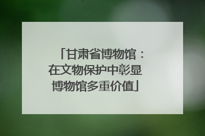 甘肃省博物馆：在文物保护中彰显博物馆多重价值