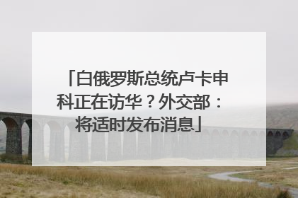 白俄罗斯总统卢卡申科正在访华？外交部：将适时发布消息