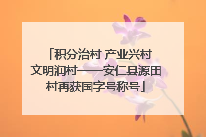 积分治村 产业兴村 文明润村——安仁县源田村再获国字号称号