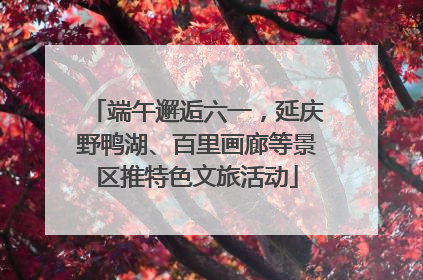 端午邂逅六一，延庆野鸭湖、百里画廊等景区推特色文旅活动