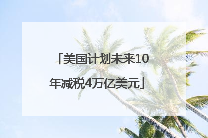 美国计划未来10年减税4万亿美元