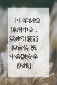 中华财险锦州中支：党建引领消保宣传 筑牢金融安全防线