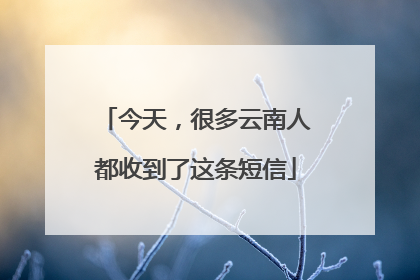 今天，很多云南人都收到了这条短信