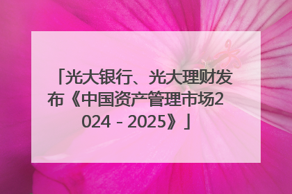 光大银行、光大理财发布《中国资产管理市场2024－2025》