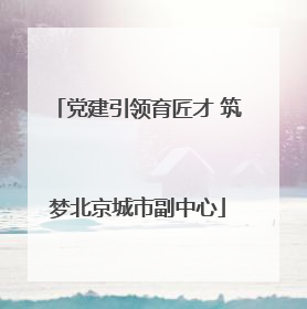 党建引领育匠才 筑梦北京城市副中心