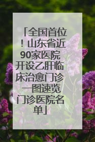 全国首位！山东省近90家医院开设乙肝临床治愈门诊 一图速览门诊医院名单
