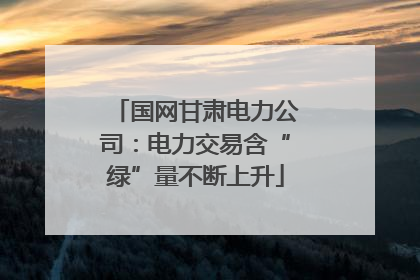 国网甘肃电力公司：电力交易含“绿”量不断上升