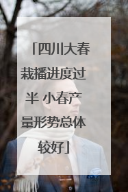 四川大春栽播进度过半 小春产量形势总体较好