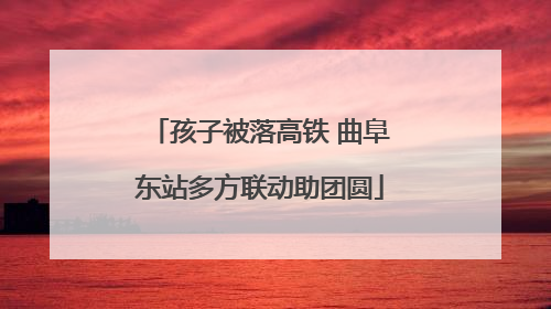 孩子被落高铁 曲阜东站多方联动助团圆