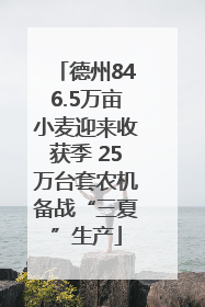 德州846.5万亩小麦迎来收获季 25万台套农机备战“三夏”生产