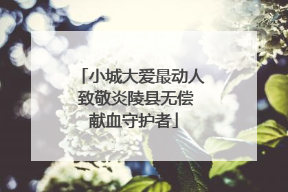 小城大爱最动人 致敬炎陵县无偿献血守护者