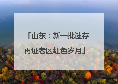 山东：新一批遗存再证老区红色岁月