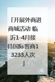 开展外商进商城活动 临沂1-4月接待国际客商13233人次