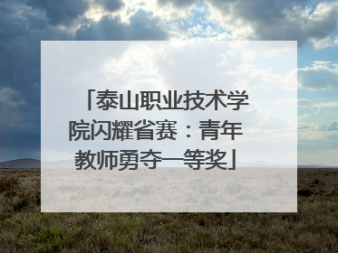 泰山职业技术学院闪耀省赛：青年教师勇夺一等奖