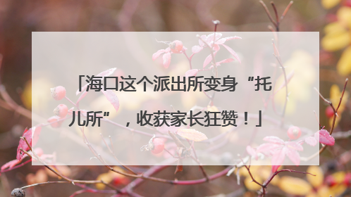 海口这个派出所变身“托儿所”，收获家长狂赞！