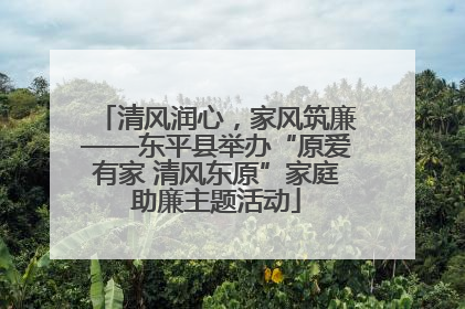 清风润心，家风筑廉——东平县举办“原爱有家 清风东原”家庭助廉主题活动