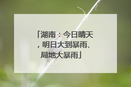 湖南：今日晴天，明日大到暴雨、局地大暴雨