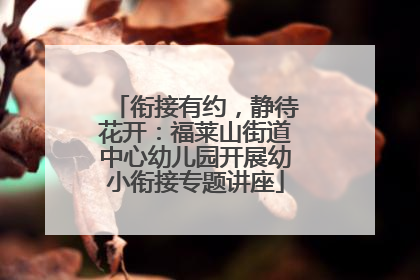 衔接有约，静待花开：福莱山街道中心幼儿园开展幼小衔接专题讲座