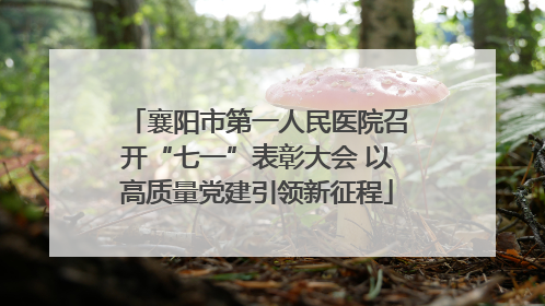 襄阳市第一人民医院召开“七一”表彰大会 以高质量党建引领新征程