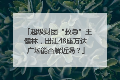 超级财团“救急”王健林，出让48座万达广场能否解近渴？