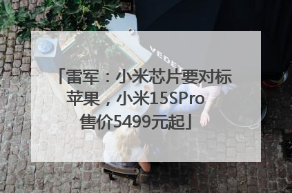雷军：小米芯片要对标苹果，小米15SPro售价5499元起