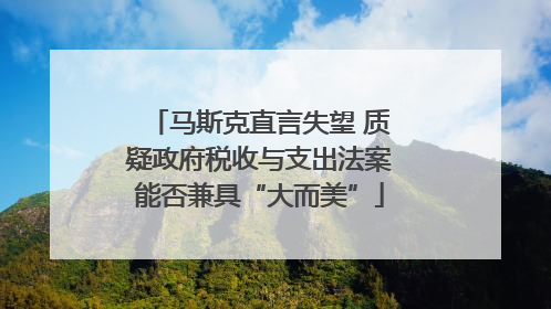 马斯克直言失望 质疑政府税收与支出法案能否兼具“大而美”