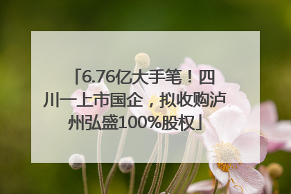 6.76亿大手笔！四川一上市国企，拟收购泸州弘盛100%股权
